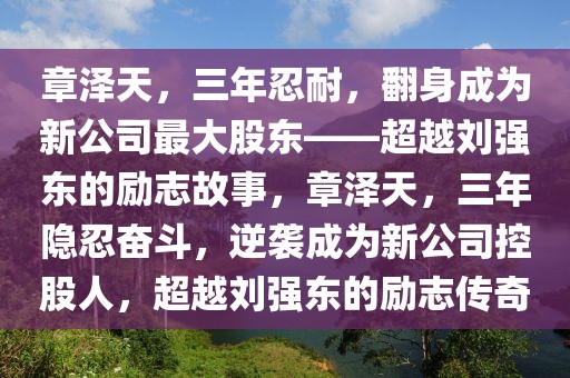 章澤天，三年忍耐，翻身成為新公司最大股東——超越劉強東的勵志故事，章澤天，三年隱忍奮斗，逆襲成為新公司控股人，超越劉強東的勵志傳奇