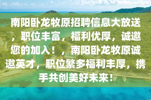 南陽(yáng)臥龍牧原招聘信息大放送，職位豐富，福利優(yōu)厚，誠(chéng)邀您的加入！，南陽(yáng)臥龍牧原誠(chéng)邀英才，職位繁多福利豐厚，攜手共創(chuàng)美好未來(lái)！