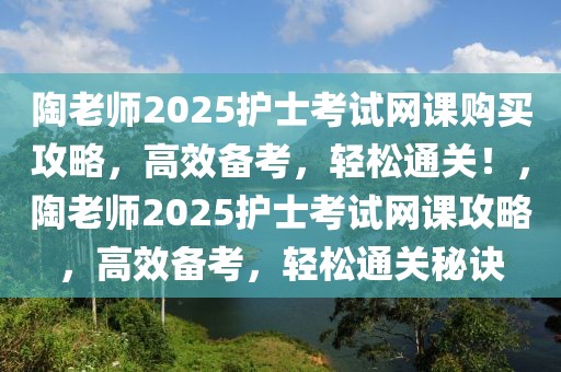 陶老師2025護士考試網(wǎng)課購買攻略，高效備考，輕松通關(guān)！，陶老師2025護士考試網(wǎng)課攻略，高效備考，輕松通關(guān)秘訣