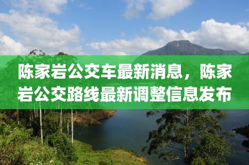 陳家?guī)r公交車(chē)最新消息，陳家?guī)r公交路線最新調(diào)整信息發(fā)布