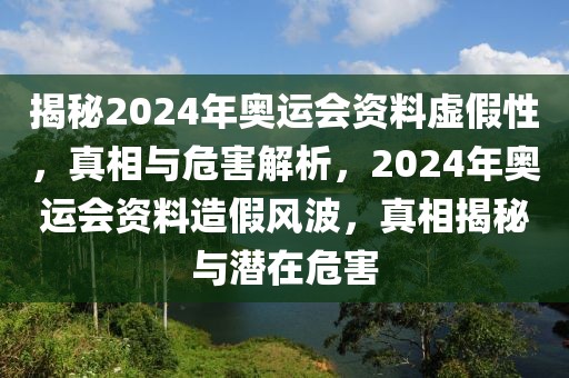 揭秘2024年奧運會資料虛假性，真相與危害解析，2024年奧運會資料造假風波，真相揭秘與潛在危害