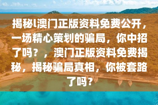 揭秘l澳門正版資料免費(fèi)公開(kāi)，一場(chǎng)精心策劃的騙局，你中招了嗎？，澳門正版資料免費(fèi)揭秘，揭秘騙局真相，你被套路了嗎？