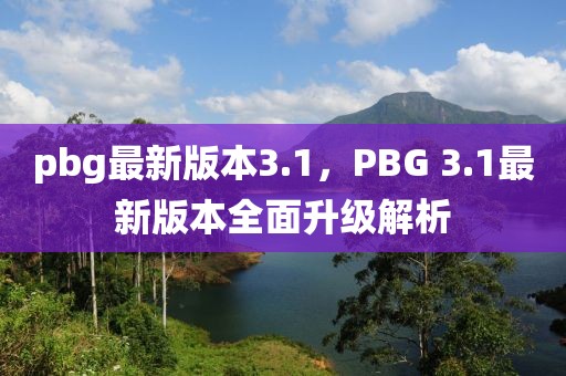 pbg最新版本3.1，PBG 3.1最新版本全面升級(jí)解析