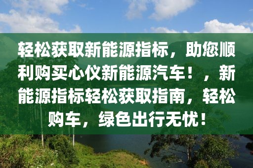 輕松獲取新能源指標(biāo)，助您順利購買心儀新能源汽車！，新能源指標(biāo)輕松獲取指南，輕松購車，綠色出行無憂！