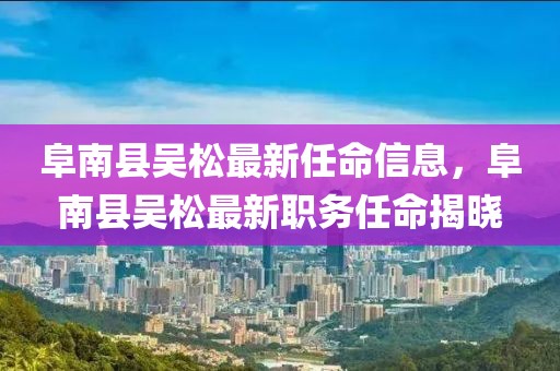 阜南縣吳松最新任命信息，阜南縣吳松最新職務任命揭曉