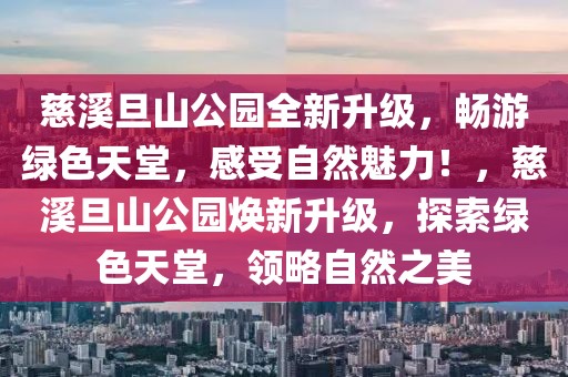 慈溪旦山公園全新升級，暢游綠色天堂，感受自然魅力！，慈溪旦山公園煥新升級，探索綠色天堂，領略自然之美