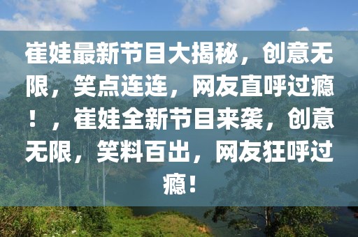 崔娃最新節(jié)目大揭秘，創(chuàng)意無限，笑點連連，網(wǎng)友直呼過癮！，崔娃全新節(jié)目來襲，創(chuàng)意無限，笑料百出，網(wǎng)友狂呼過癮！