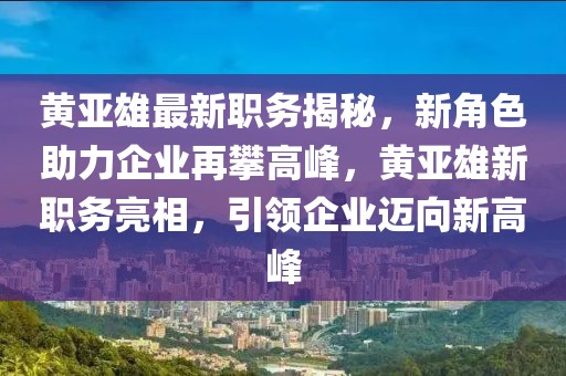 黃亞雄最新職務揭秘，新角色助力企業(yè)再攀高峰，黃亞雄新職務亮相，引領企業(yè)邁向新高峰