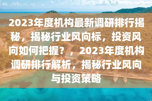 2023年度機(jī)構(gòu)最新調(diào)研排行揭秘，揭秘行業(yè)風(fēng)向標(biāo)，投資風(fēng)向如何把握？，2023年度機(jī)構(gòu)調(diào)研排行解析，揭秘行業(yè)風(fēng)向與投資策略