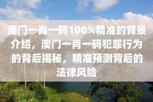 澳門(mén)一肖一碼100%精準(zhǔn)的背景介紹，澳門(mén)一肖一碼犯罪行為的背后揭秘，精準(zhǔn)預(yù)測(cè)背后的法律風(fēng)險(xiǎn)