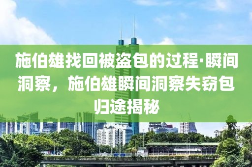 施伯雄找回被盜包的過程·瞬間洞察，施伯雄瞬間洞察失竊包歸途揭秘