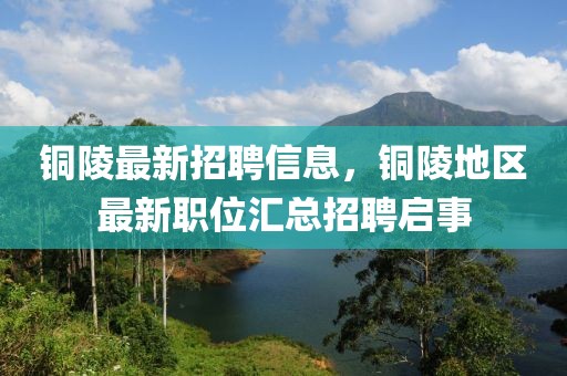 銅陵最新招聘信息，銅陵地區(qū)最新職位匯總招聘啟事