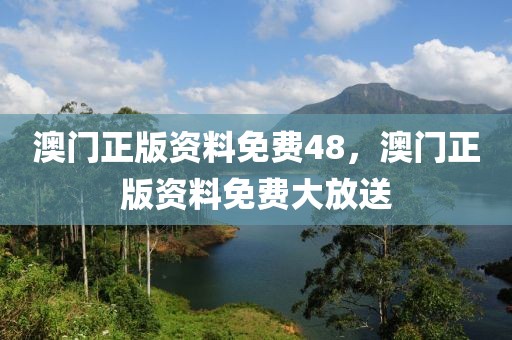 澳門正版資料免費48，澳門正版資料免費大放送