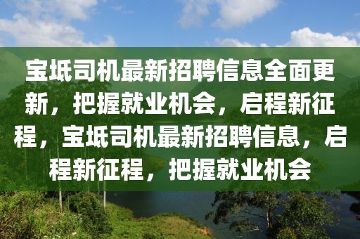 寶坻司機最新招聘信息全面更新，把握就業(yè)機會，啟程新征程，寶坻司機最新招聘信息，啟程新征程，把握就業(yè)機會