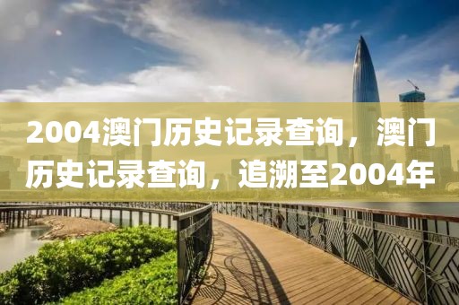 2004澳門歷史記錄查詢，澳門歷史記錄查詢，追溯至2004年