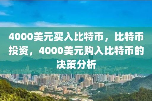 4000美元買入比特幣，比特幣投資，4000美元購入比特幣的決策分析