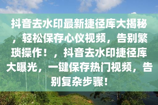 抖音去水印最新捷徑庫大揭秘，輕松保存心儀視頻，告別繁瑣操作！，抖音去水印捷徑庫大曝光，一鍵保存熱門視頻，告別復雜步驟！