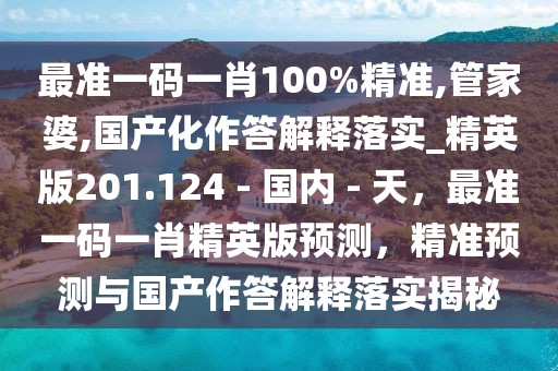 最準一碼一肖100%精準,管家婆,國產(chǎn)化作答解釋落實_精英版201.124 - 國內(nèi) - 天，最準一碼一肖精英版預測，精準預測與國產(chǎn)作答解釋落實揭秘